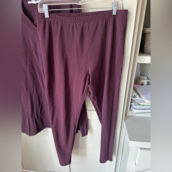 EUC J.Jill Burgundy Lounge Set: Tunic SZ ST Ankle Leggings SZ L - Picture 3 of 15